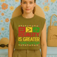 Equality Is Greater Than Division Math Garment-Dyed Women's Muscle Tee