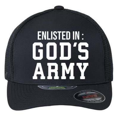 Enlisted In Gods Army Flexfit Unipanel Trucker Cap