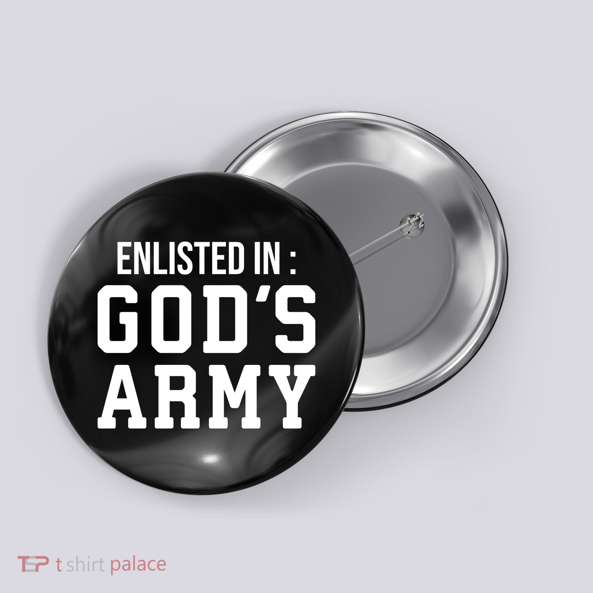 Enlisted In Gods Army Button