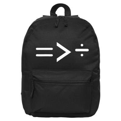 Equal Is Greater Than Divided 16 in Basic Backpack