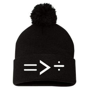 Equal Is Greater Than Divided Pom Pom 12in Knit Beanie