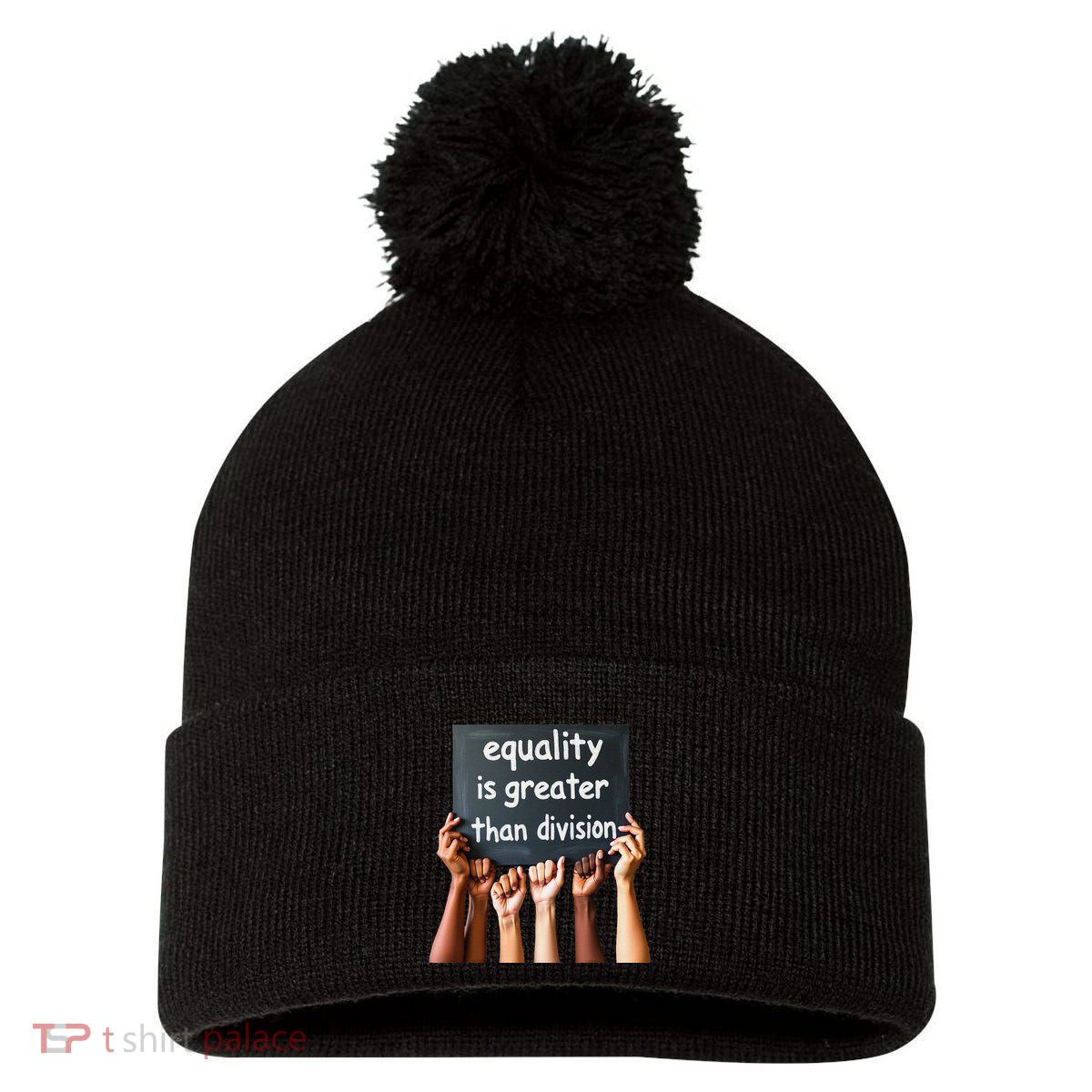 Equality Is Greater Than Division Math Black History Month .Png Pom Pom 12in Knit Beanie