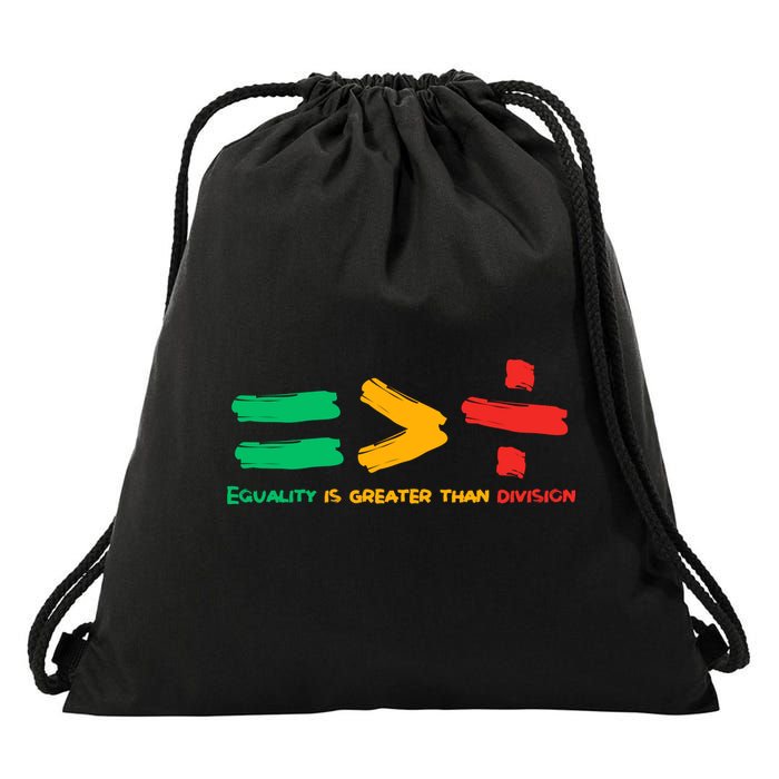 Equality Is Greater Than Division Drawstring Bag