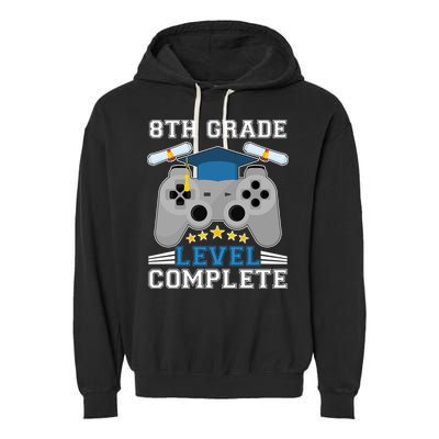 Eight 8th Grade Level Complete Gamer Graduation Garment-Dyed Fleece Hoodie