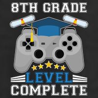 Eight 8th Grade Level Complete Gamer Graduation 7 Panel Mesh Trucker Snapback Hat