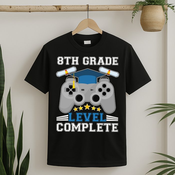 Eight 8th Grade Level Complete Gamer Graduation T-Shirt