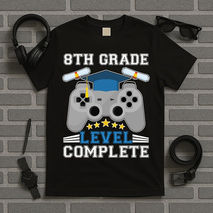 Eight 8th Grade Level Complete Gamer Graduation T-Shirt