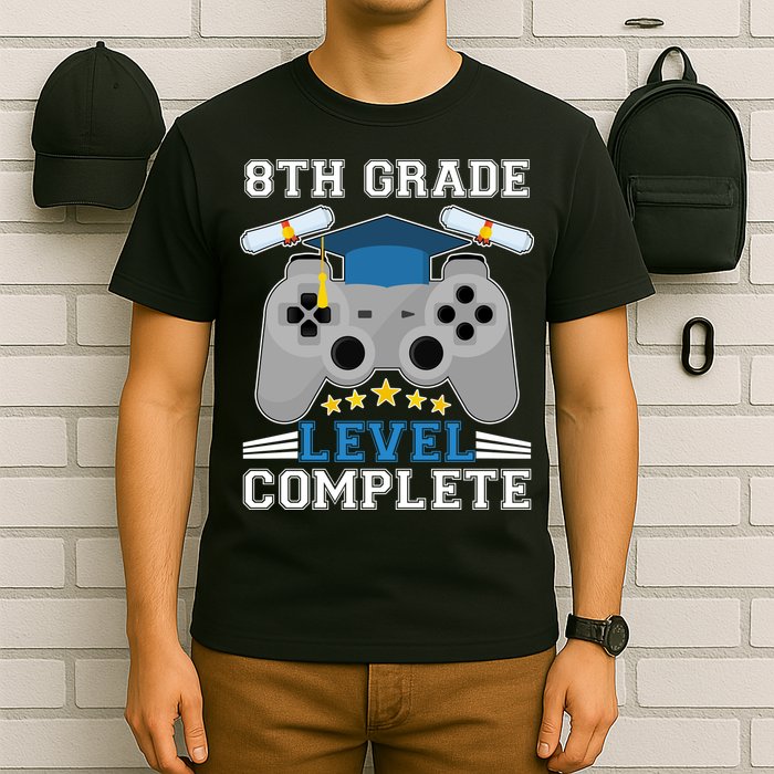 Eight 8th Grade Level Complete Gamer Graduation T-Shirt