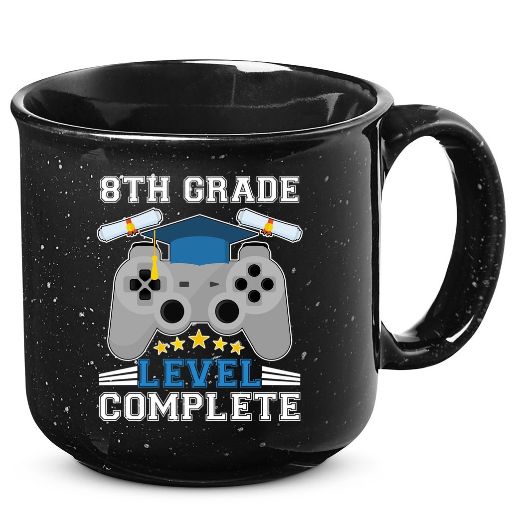 Eight 8th Grade Level Complete Gamer Graduation 15oz Campfire Ceramic Mug