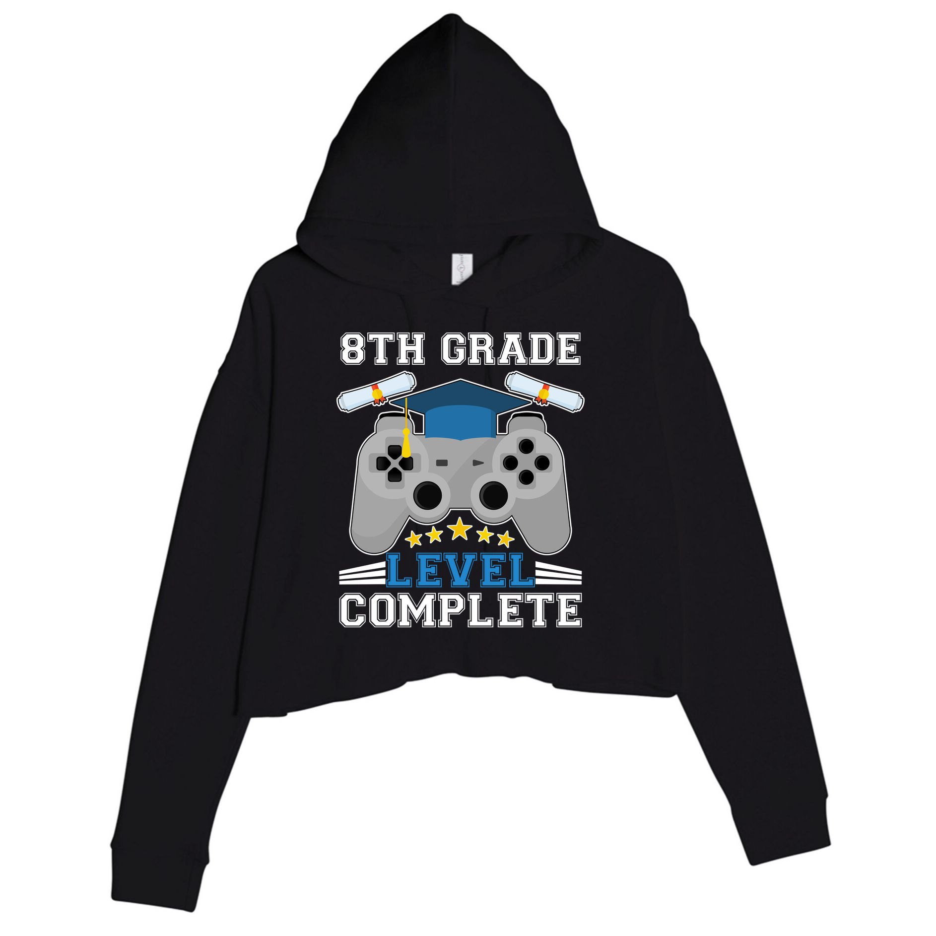 Eight 8th Grade Level Complete Gamer Graduation Crop Fleece Hoodie