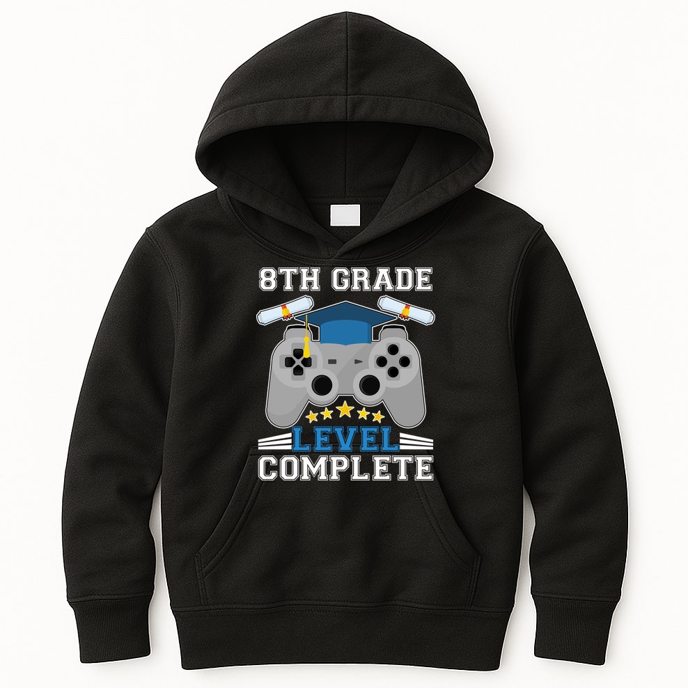 Eight 8th Grade Level Complete Gamer Graduation Kids Hoodie