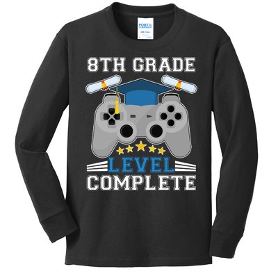 Eight 8th Grade Level Complete Gamer Graduation Kids Long Sleeve Shirt