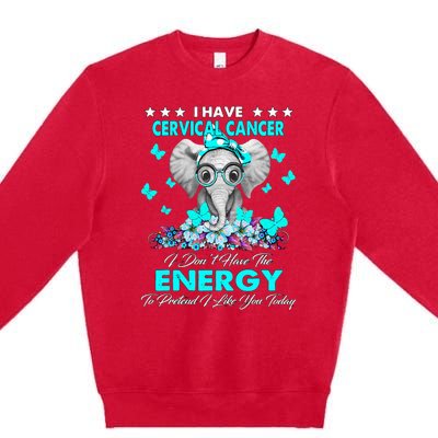 Elephant I Have Cervical Cancer Awareness Gifts Premium Crewneck Sweatshirt