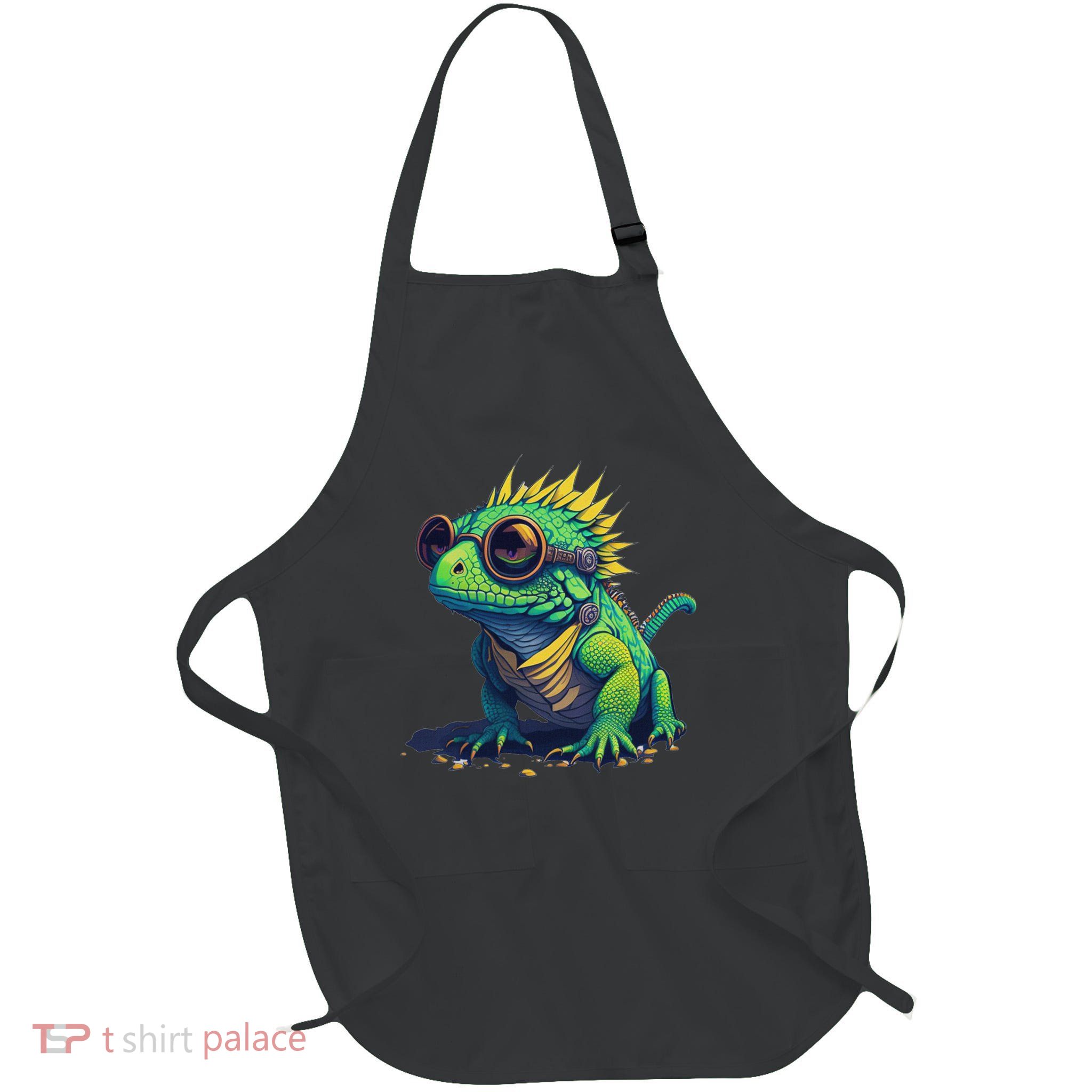 Exotic Iguana Herpetology Chameleon Sunglasses, Black, Full-Length Apron With Pockets