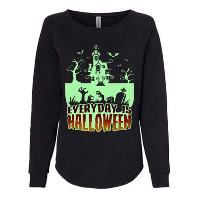 EVERYDAY IS HALLOWEEN Creepy Scary Castle House & Bats Womens California Wash Sweatshirt