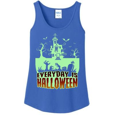 EVERYDAY IS HALLOWEEN Creepy Scary Castle House & Bats Ladies Essential Tank