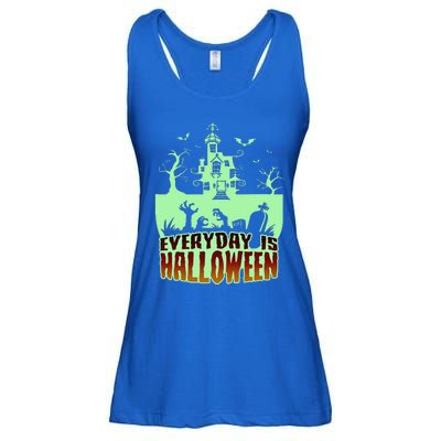 EVERYDAY IS HALLOWEEN Creepy Scary Castle House & Bats Ladies Essential Flowy Tank