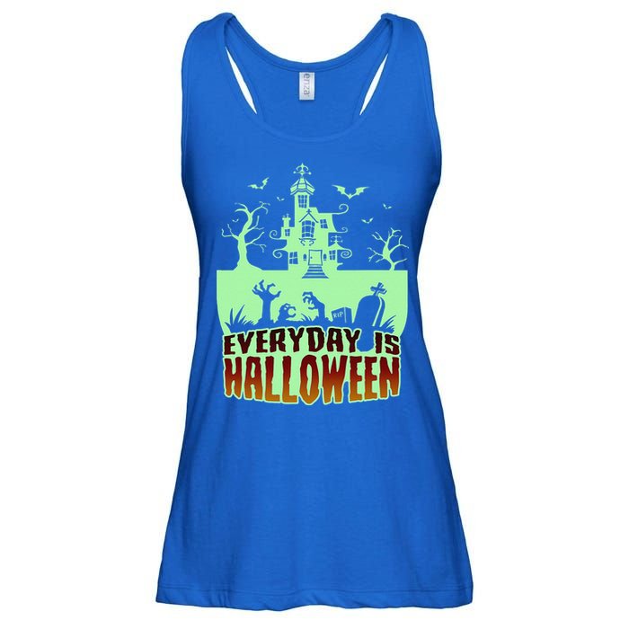 EVERYDAY IS HALLOWEEN Creepy Scary Castle House & Bats Ladies Essential Flowy Tank