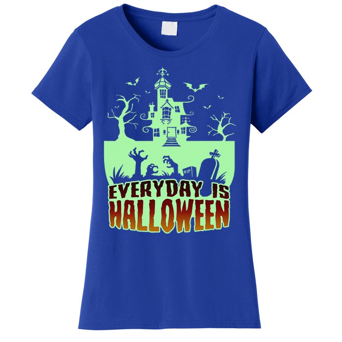 EVERYDAY IS HALLOWEEN Creepy Scary Castle House & Bats Women's T-Shirt