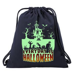 EVERYDAY IS HALLOWEEN Creepy Scary Castle House & Bats Drawstring Bag