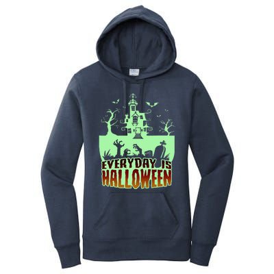 EVERYDAY IS HALLOWEEN Creepy Scary Castle House & Bats Women's Pullover Hoodie