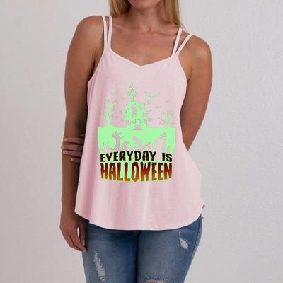 EVERYDAY IS HALLOWEEN Creepy Scary Castle House & Bats Women's Strappy Tank