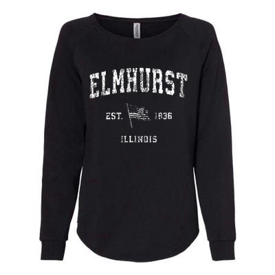 Elmhurst Illinois Il Vintage Us Flag Sports Womens California Wash Sweatshirt