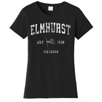 Elmhurst Illinois Il Vintage Us Flag Sports Women's T-Shirt