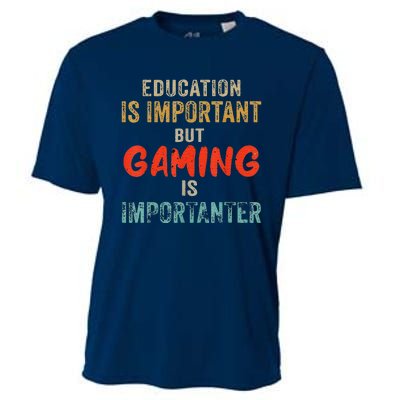 Education Is Important But Gaming Is Importanter Gamer Cooling Performance Crew T-Shirt