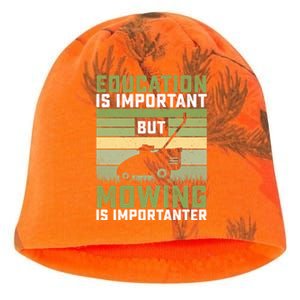 Education Is Important But Mowing Is Importanter Lawn Mowing Cute Gift Kati - Camo Knit Beanie