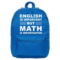 English Is Important But Math Is Importanter Funny School Gift 16 in Basic Backpack