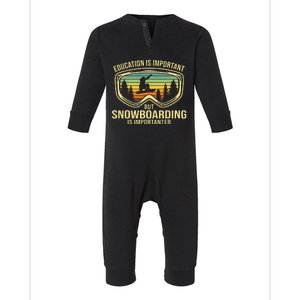 Education Is Important But Snowboarding Is Importanter Funny Infant Fleece One Piece