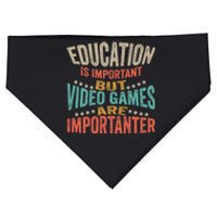 Education Is Important But Gaming Is Importanter Funny Gamer USA-Made Doggie Bandana