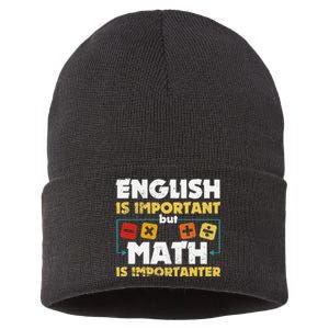 English Is Important But Math Is Importanter Funny Math Geek Sustainable Knit Beanie