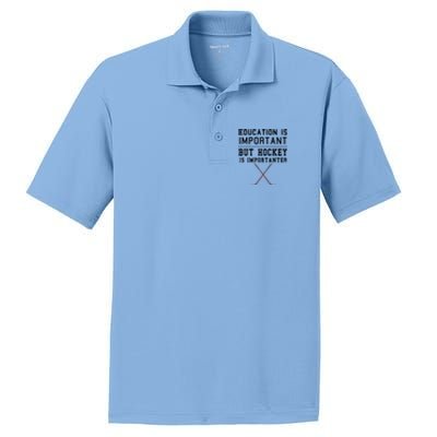 Education Is Important But Hockey Is Importanter Funny Gift PosiCharge RacerMesh Polo