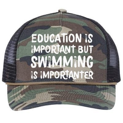 Education Is Important But Swimming Is Importanter Retro Rope Trucker Hat Cap