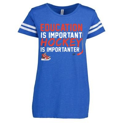 Education Is Important But Hockey Is Importanter Sports Funny Gift Enza Ladies Jersey Football T-Shirt