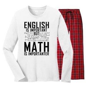 English Is Important But Math Is Importanter Teaching Math Women's Long Sleeve Flannel Pajama Set 