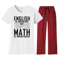 English Is Important But Math Is Importanter Teaching Math Women's Flannel Pajama Set