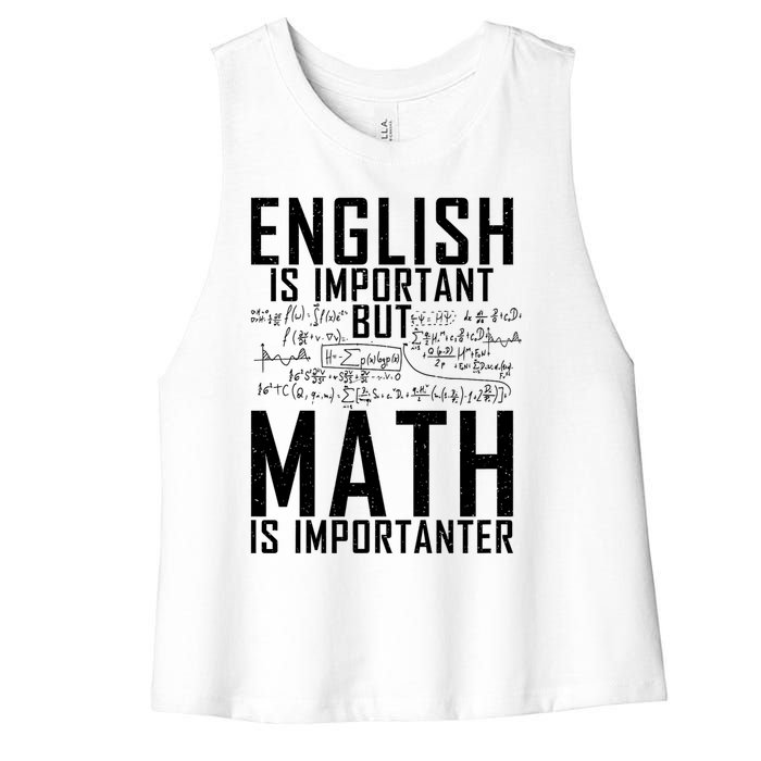 English Is Important But Math Is Importanter Teaching Math Women's Racerback Cropped Tank