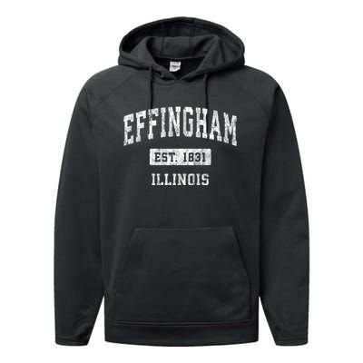 Effingham Illinois Il Vintage Sports Established Performance Fleece Hoodie