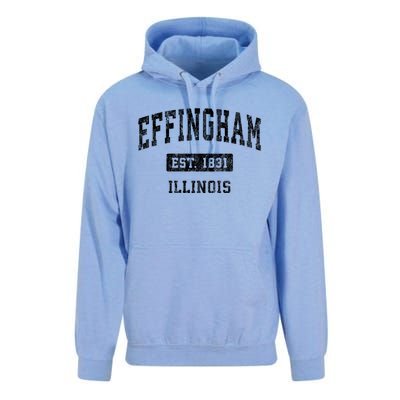 Effingham Illinois Il Vintage Sports Established Unisex Surf Hoodie