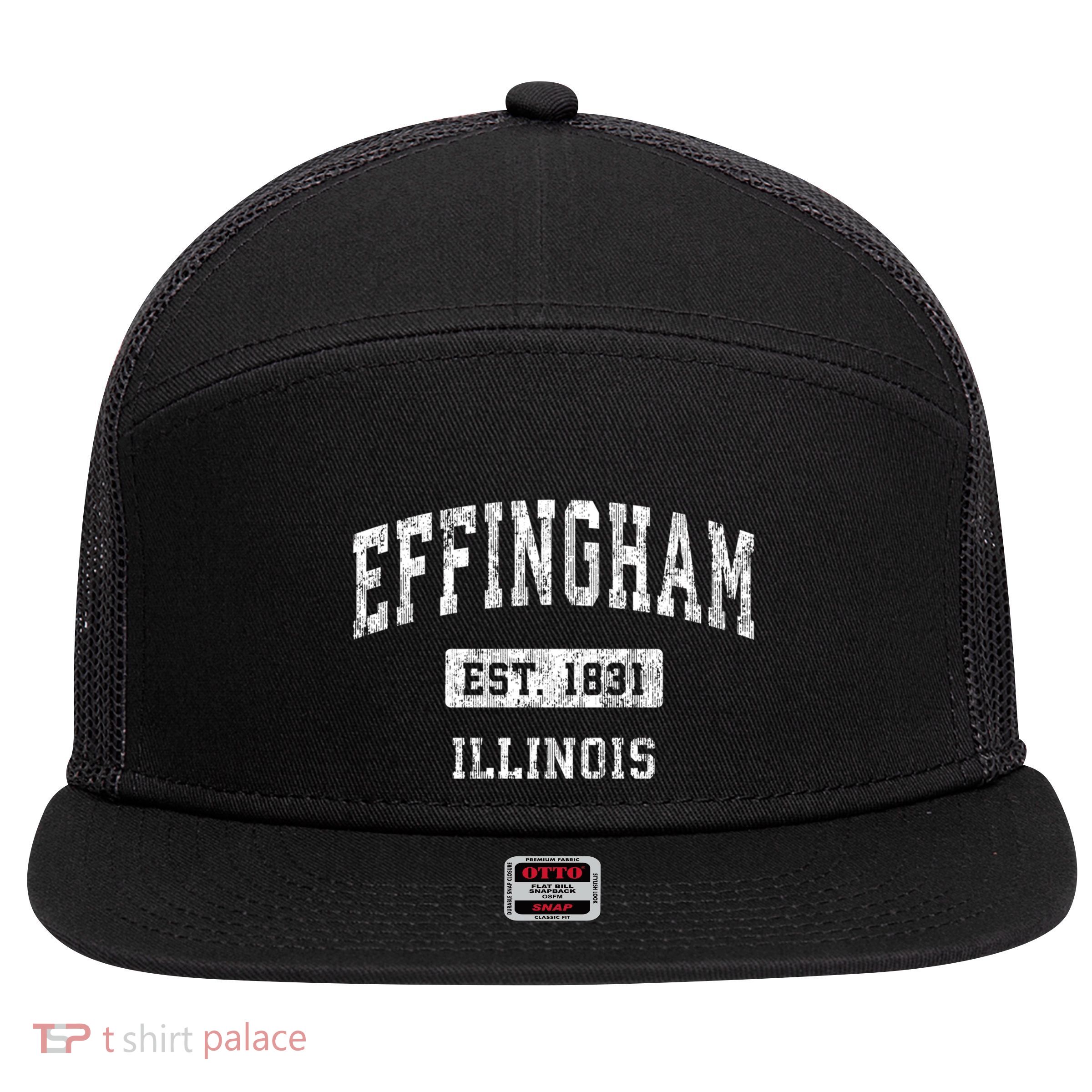 Effingham Illinois Il Vintage Sports Established Design 7 Panel Mesh Trucker Snapback Hat