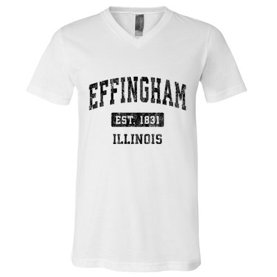 Effingham Illinois Il Vintage Sports Established Design V-Neck T-Shirt