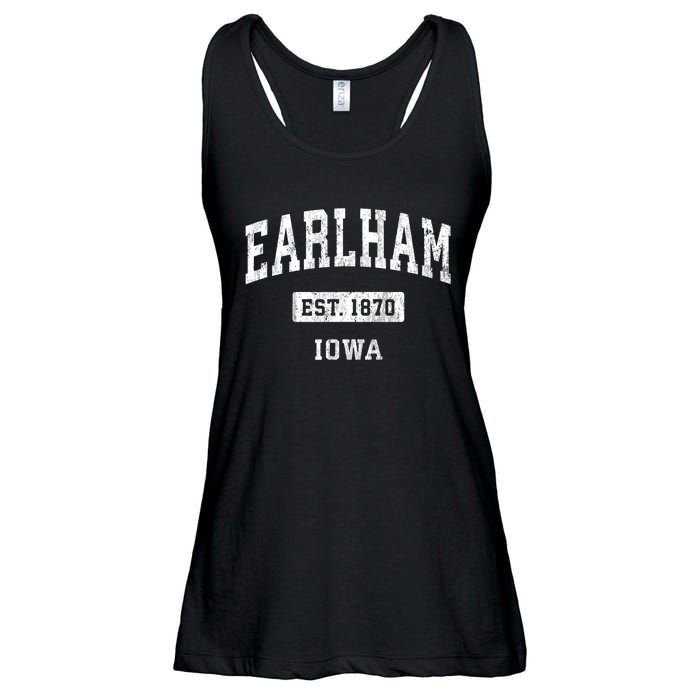 Earlham Iowa Ia Vintage Sports Established Ladies Essential Flowy Tank