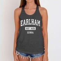 Earlham Iowa Ia Vintage Sports Established Women's Knotted Racerback Tank