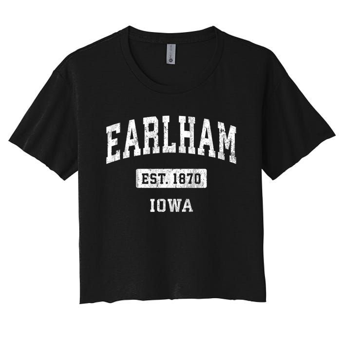 Earlham Iowa Ia Vintage Sports Established Women's Crop Top Tee