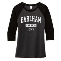 Earlham Iowa Ia Vintage Sports Established Women's Tri-Blend 3/4-Sleeve Raglan Shirt