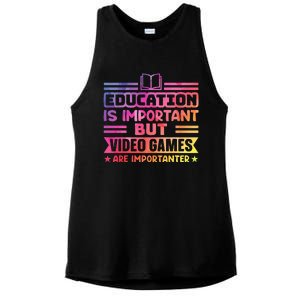 Education Is Important But Video Games Is Importanter Ladies PosiCharge Tri-Blend Wicking Tank