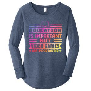 Education Is Important But Video Games Is Importanter Women's Perfect Tri Tunic Long Sleeve Shirt